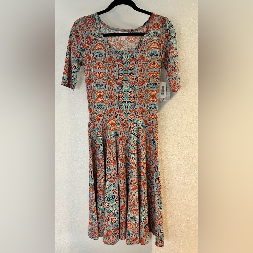 LuLaRoe Colorful Geometric Midi Dress Size S